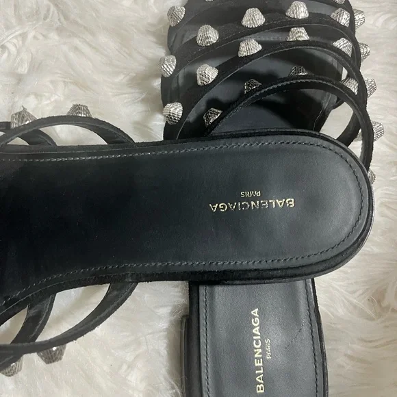 Balenciaga Black and Silver Studded Sandals - Picture 5 of 8